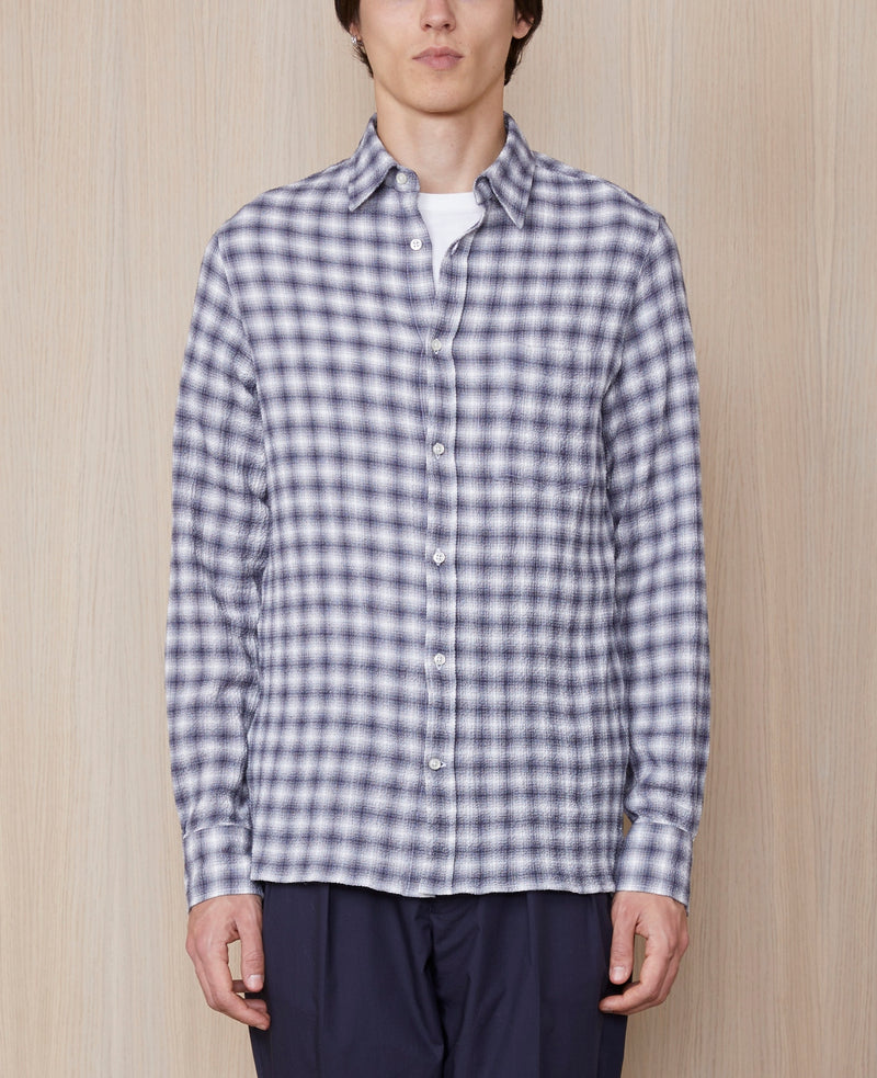 Chemise Alex Check Cotton Seersucker - Darkgrey/White