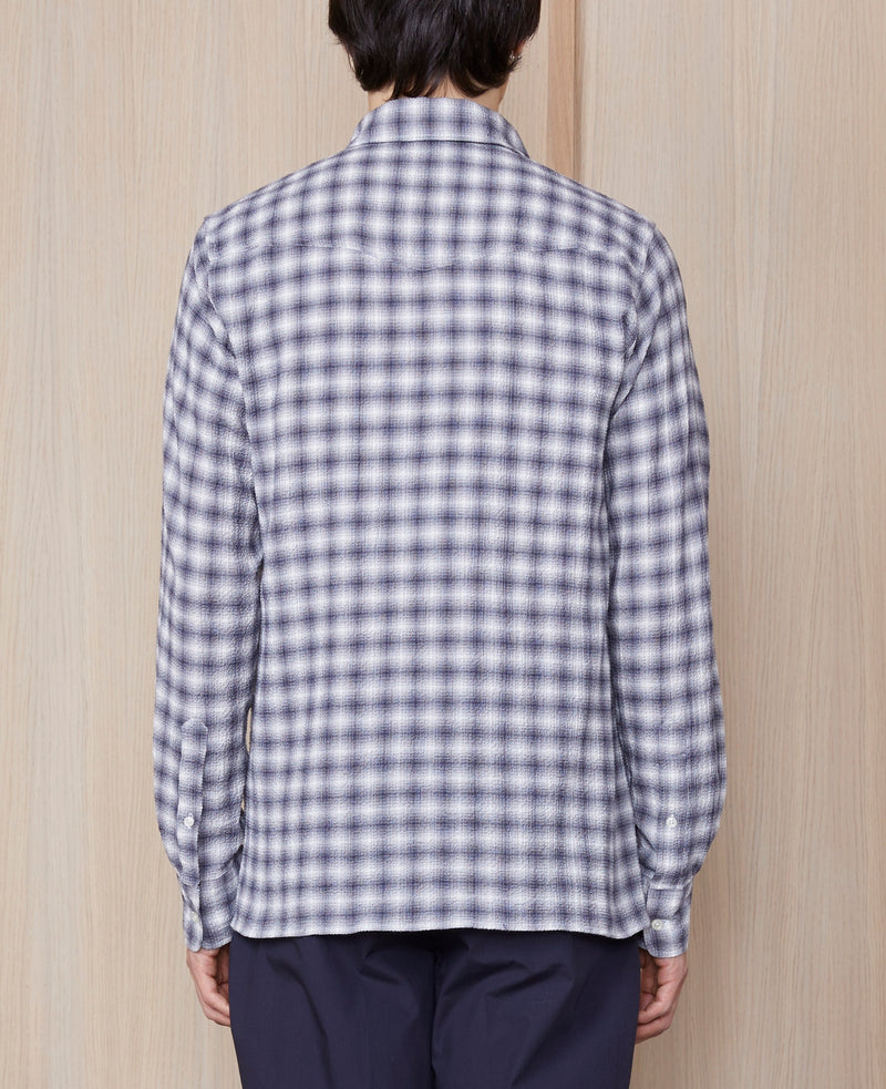 Chemise Alex Check Cotton Seersucker - Darkgrey/White