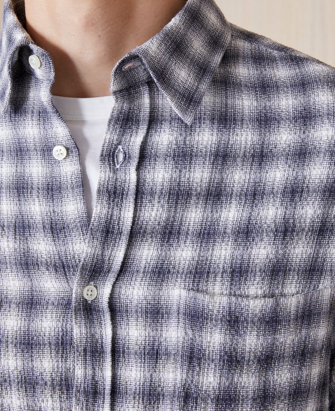 Chemise Alex Check Cotton Seersucker - Darkgrey/White