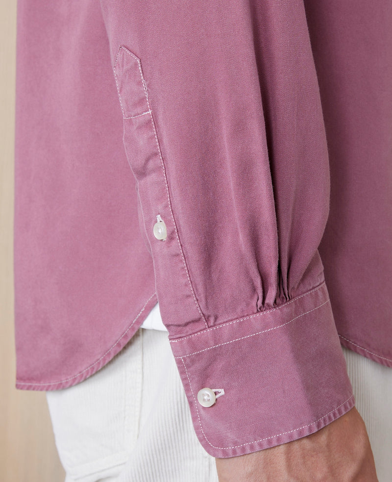 Chemise Lipp Gmt Dye Cly Contr Stit - Fadedburgundy