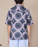 Chemise Eren Ss Cot Ethnic Print - Dknavy/Blue/Plumwine