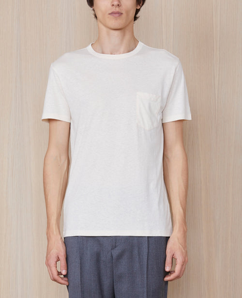 Tee Shirt Ss Tee Pkt Co Lin Ten Slub - Buttermilk
