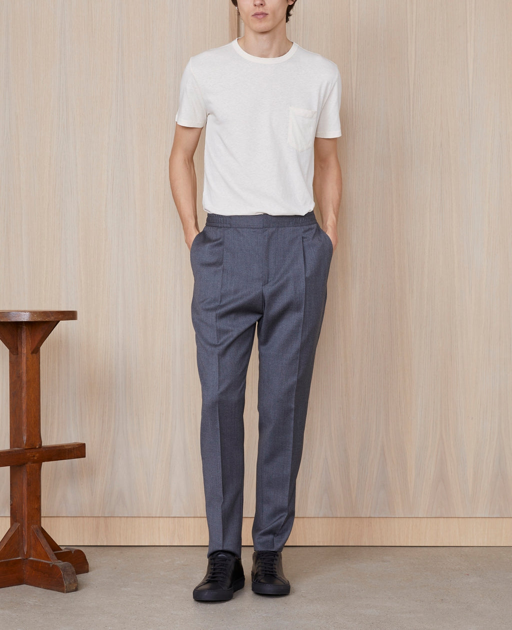 Tee Shirt Ss Tee Pkt Co Lin Ten Slub - Buttermilk
