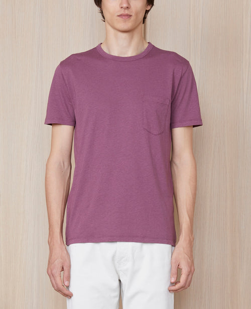 Tee Shirt Ss Tee Pkt Co Lin Ten Slub - Plumwine
