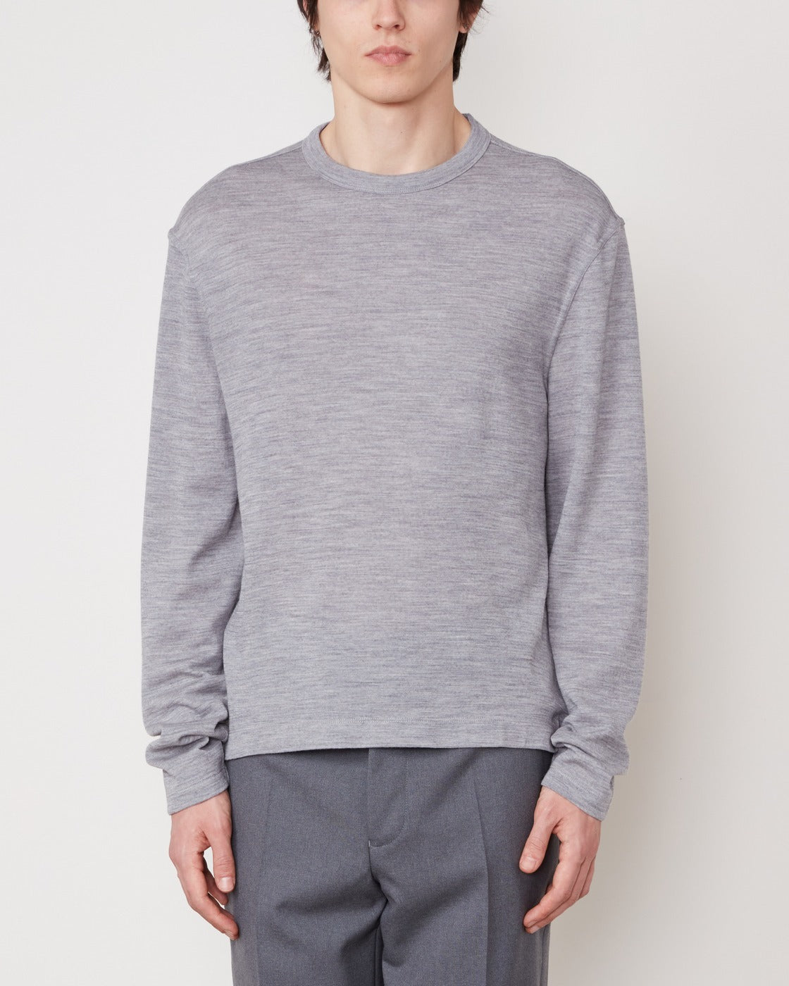 T-Shirt Benny Manches Longues - Gris Chiné Clair - Homme