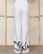 Pantalon Gracella Élastiqué - Écru/Noir - Femme