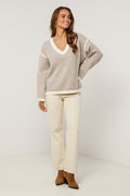 Jersey - Taupe/Blanco