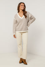 Jersey - Taupe/Blanco