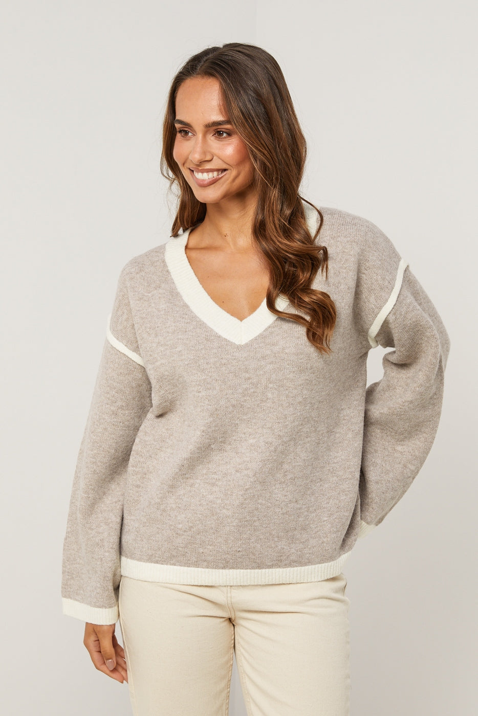 Jersey - Taupe/Blanco