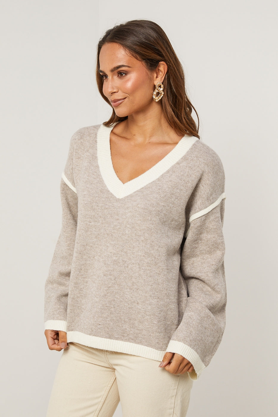 Jersey - Taupe/Blanco