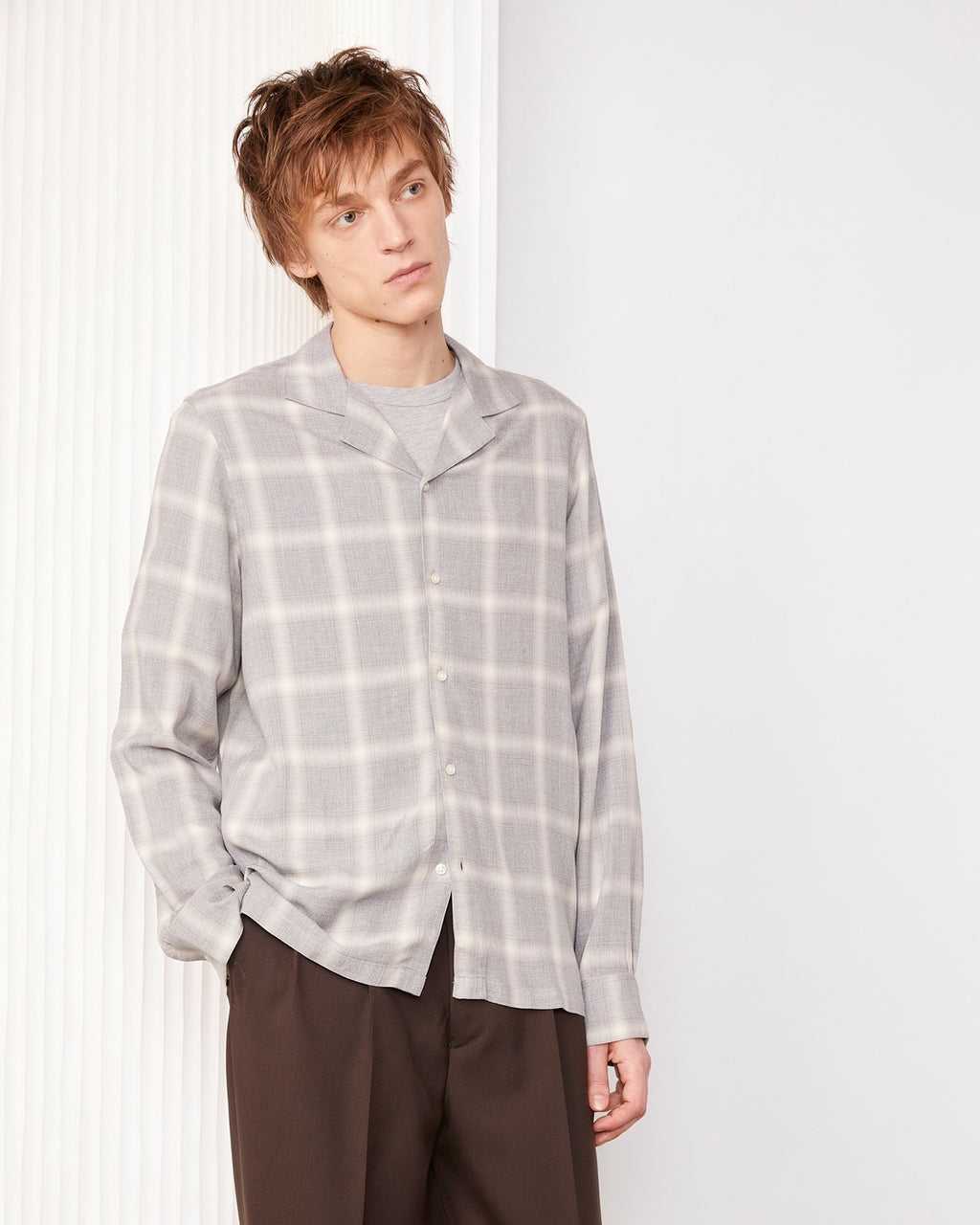 Chemise Eren Manches Longues - Gris Clair/Écru - Homme