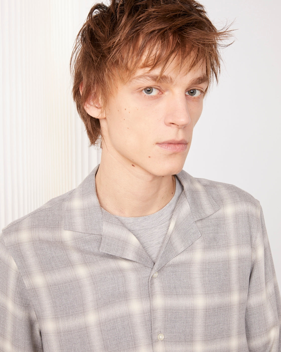 Chemise Eren Manches Longues - Gris Clair/Écru - Homme