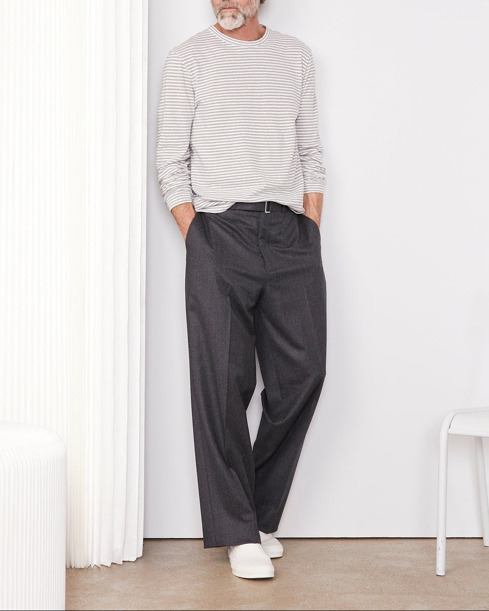 T-Shirt Manches Longues - Blanc/Gris Chiné - Homme