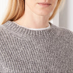 Pull Mimy Col Rond - Gris Moyen/Écru - Femme
