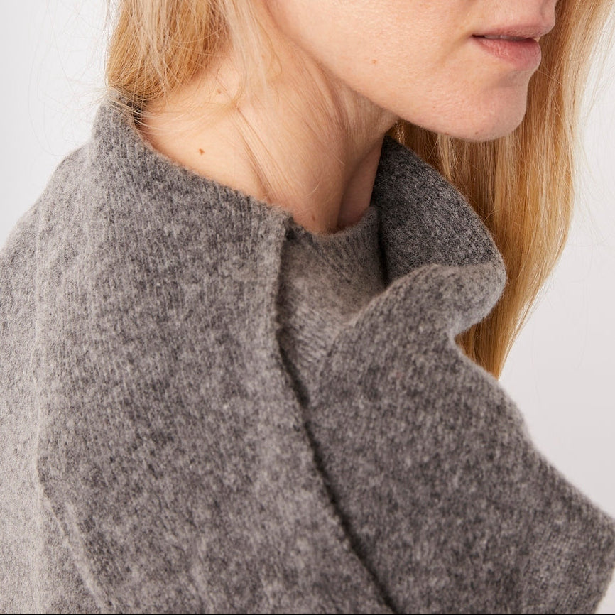 Pull Manola Avec Écharpe - Anthracite Chiné - Femme