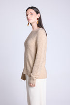Waldorf Bubble Cashmere Crew Neck Jumper - Creamy Beige - Women