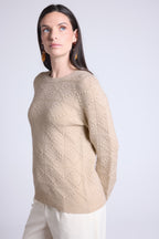 Waldorf Bubble Cashmere Crew Neck Jumper - Creamy Beige - Women
