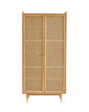 Armoire Leon - Placage Chêne Et Cannage Rotin 2 Portes