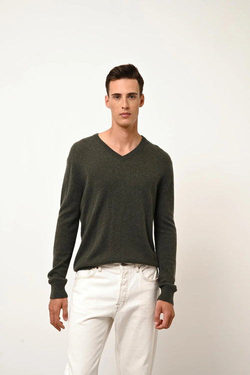 Pull Col V - Walt - Kaki Chiné