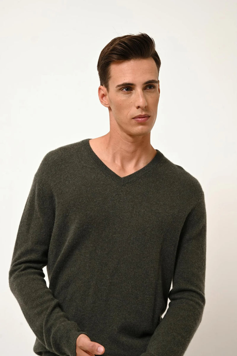Pull Col V - Walt - Kaki Chiné