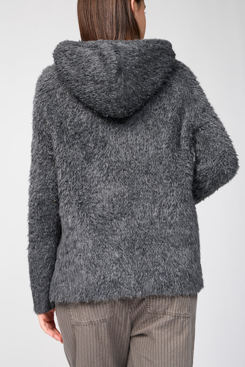 James Perse - Sudadera con capucha de lana sherpa - Antracita - Mujer