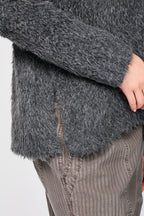 James Perse - Sudadera con capucha de lana sherpa - Antracita - Mujer