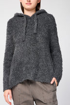 James Perse - Sudadera con capucha de lana sherpa - Antracita - Mujer
