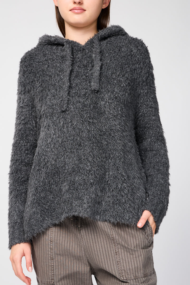 James Perse - Sudadera con capucha de lana sherpa - Antracita - Mujer