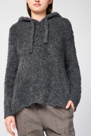 James Perse - Jersey con capucha de lana sherpa - Antracita - Mujer