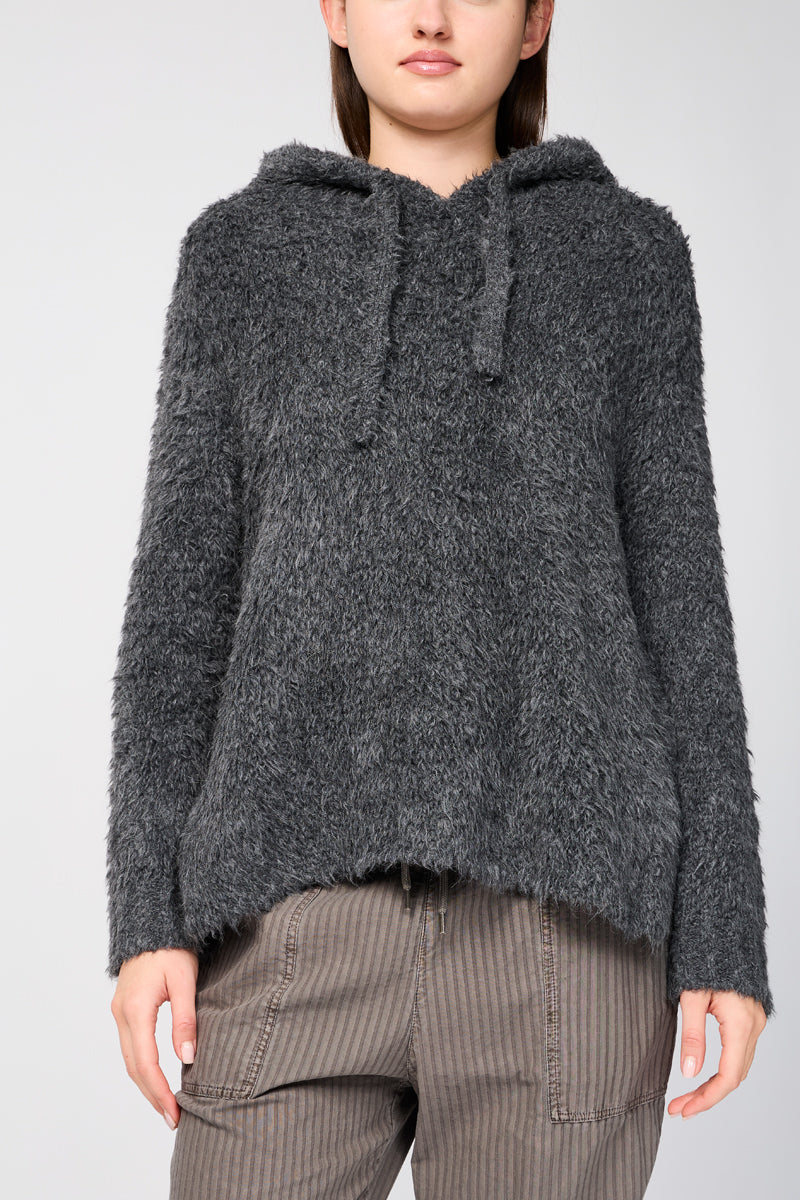 James Perse - Sudadera con capucha de lana sherpa - Antracita - Mujer