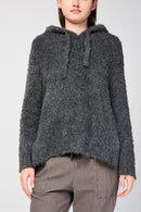 James Perse - Jersey con capucha de lana sherpa - Antracita - Mujer