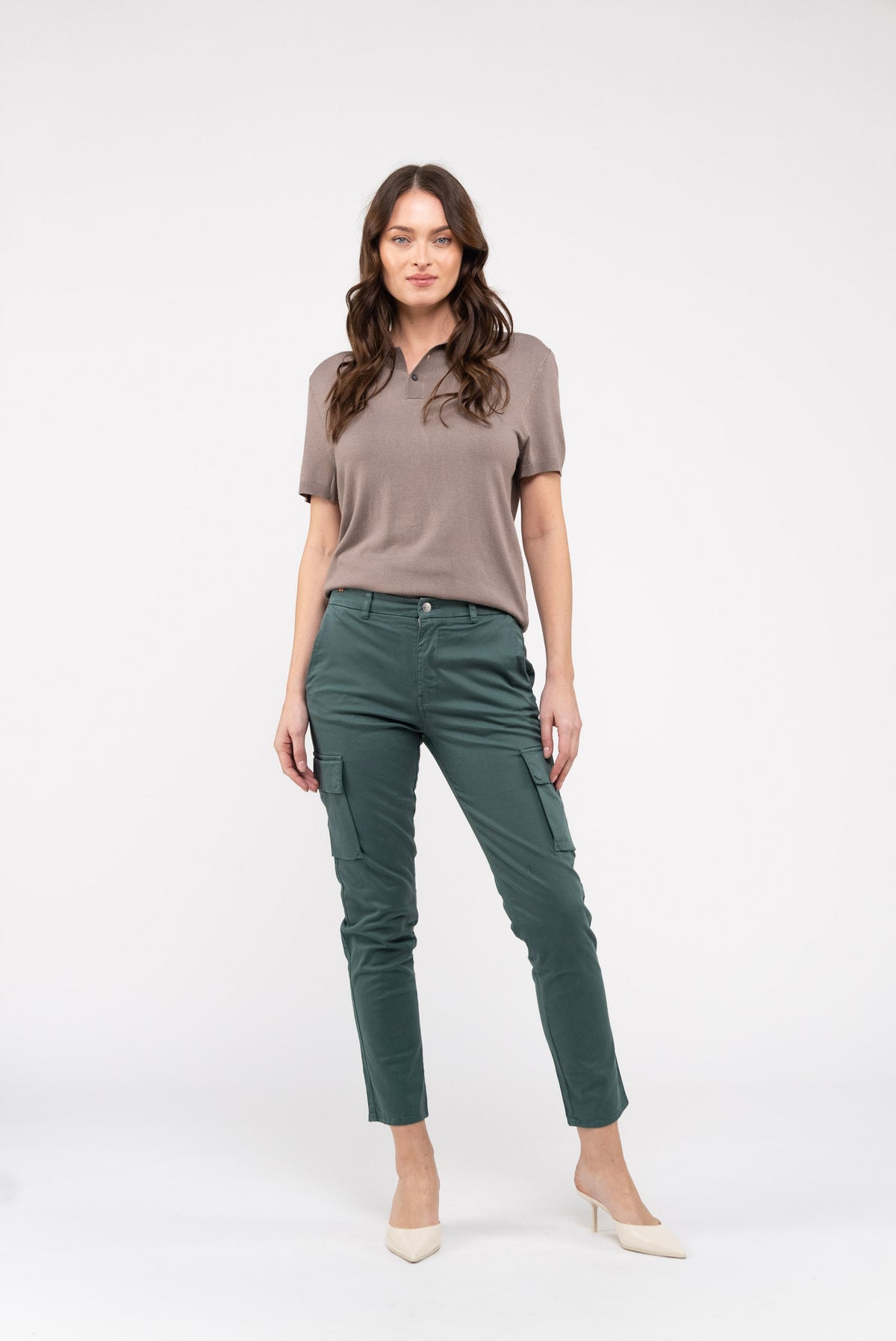 Pantalon Cargo Eucalyptus Gabardine - Vert Forêt - Femme