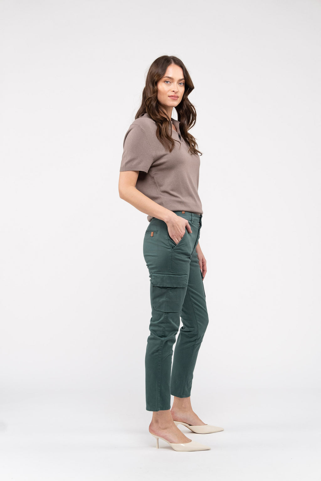 Pantalon Cargo Eucalyptus Gabardine - Vert Forêt - Femme