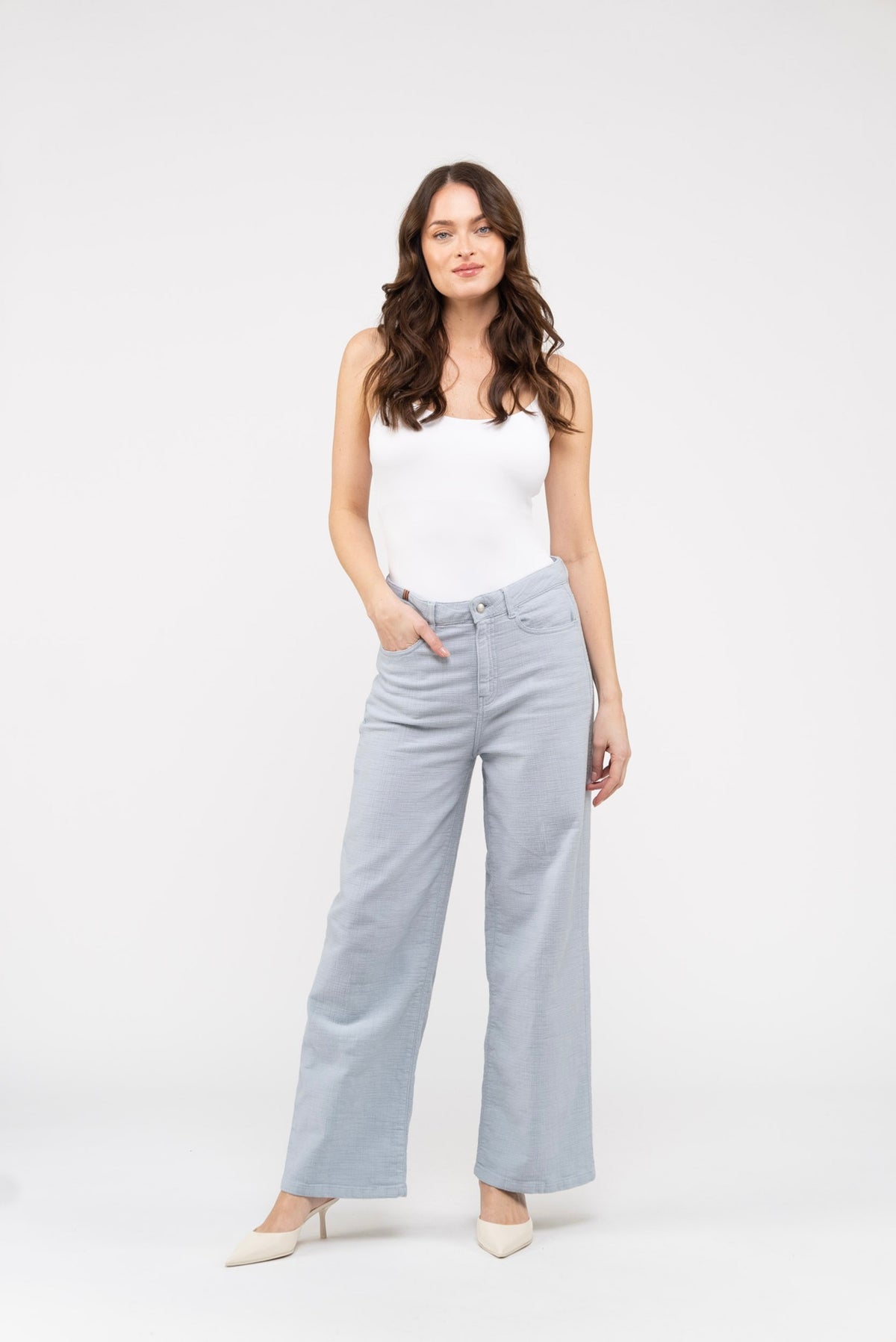 Pantalon Flare Silene Colored - Gris Perle - Femme