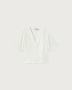 Blusa blanca hemp Libelula sostenible  - silueta 1