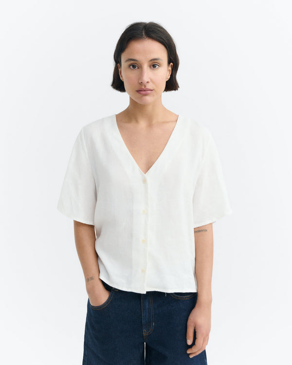 Blusa blanca cáñamo Libelula sostenible - 2