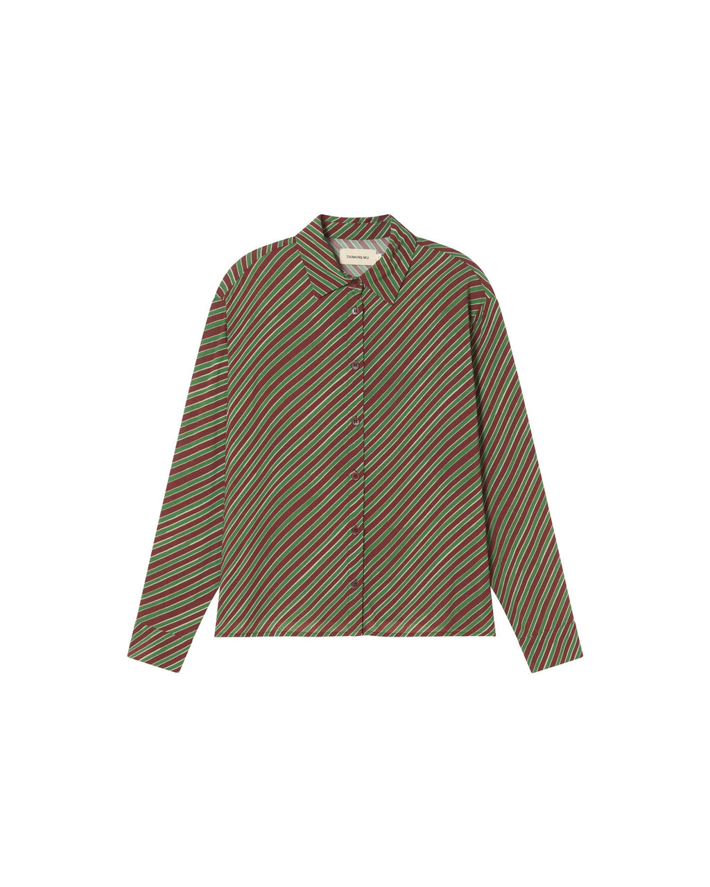 Blusa marrón stripes diagonal Kati sostenible-silueta-1