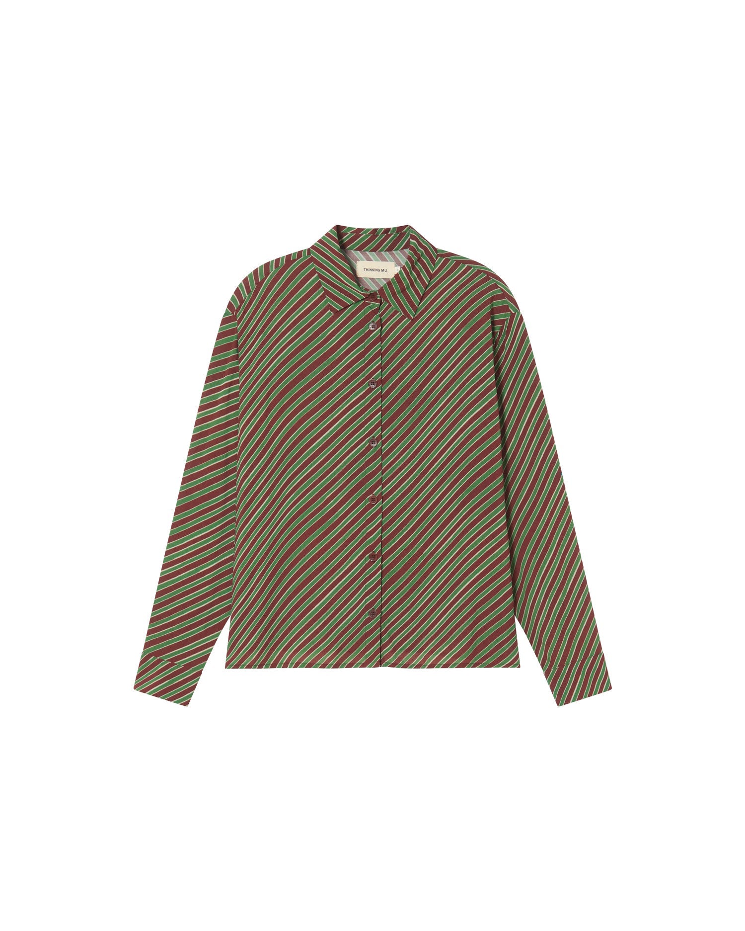 Blusa marrón stripes diagonal Kati sostenible-silueta-1