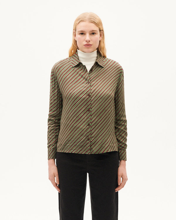 Blusa brown diagonal stripes Kati sostenible-1