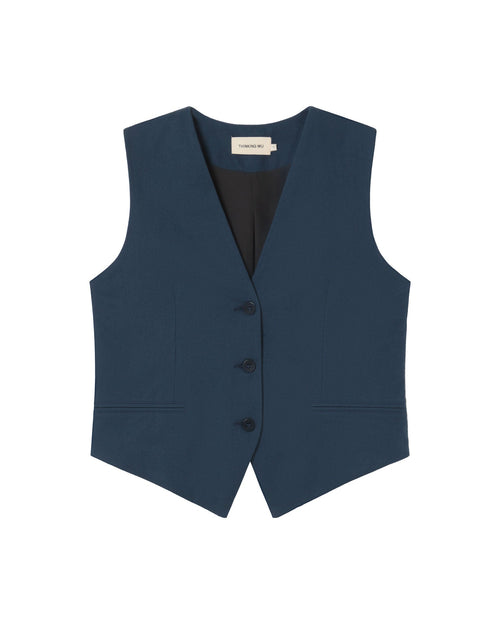 Chaleco azul oscuro Edith sostenible - silueta 1