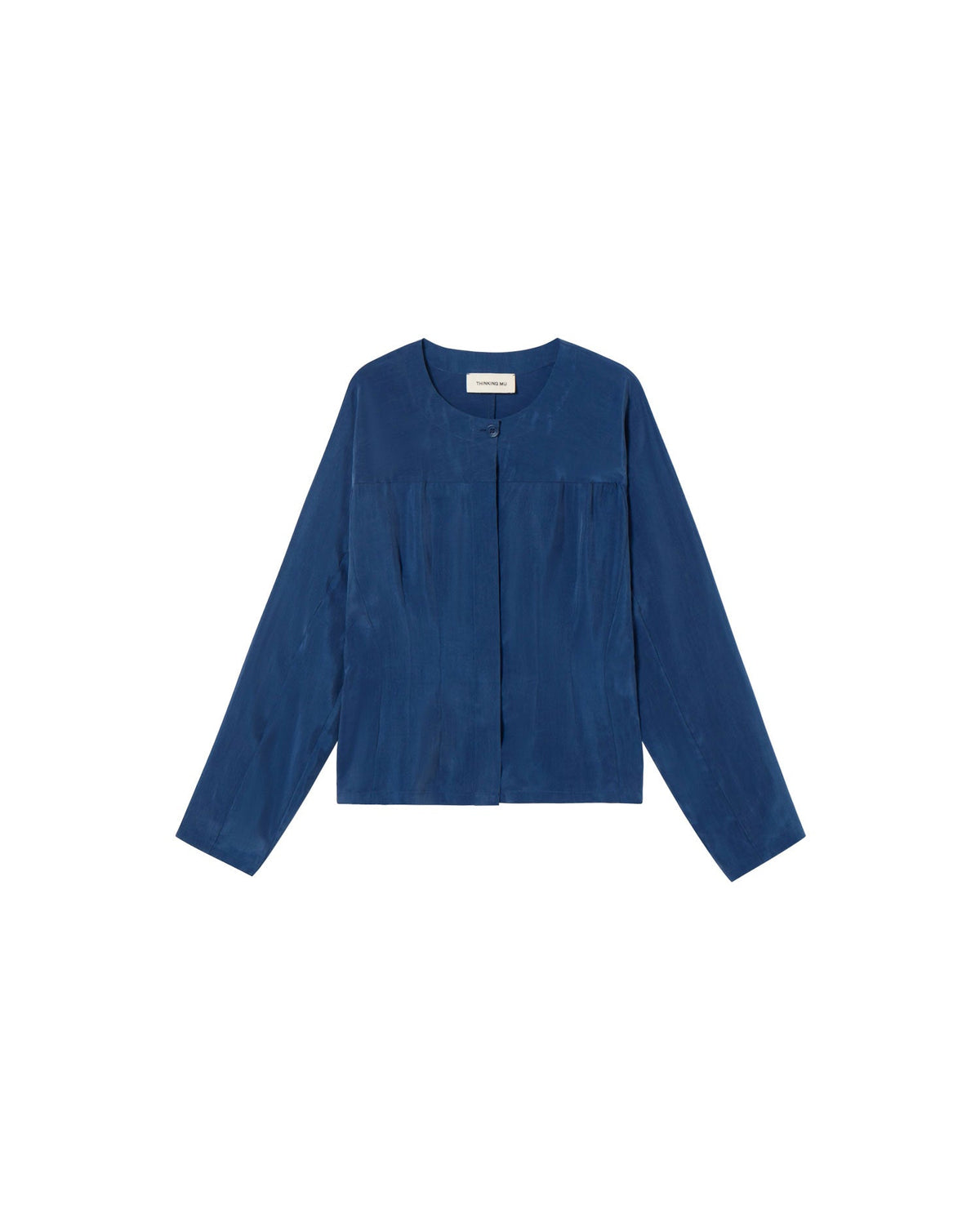 Briana sustainable cupro blue blouse - silhouette 1