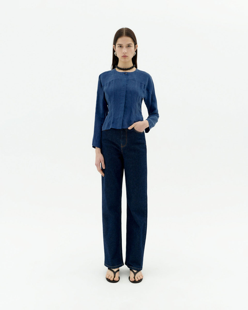 Briana sustainable cupro blue blouse-2