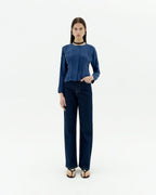 Briana sustainable cupro blue blouse-2