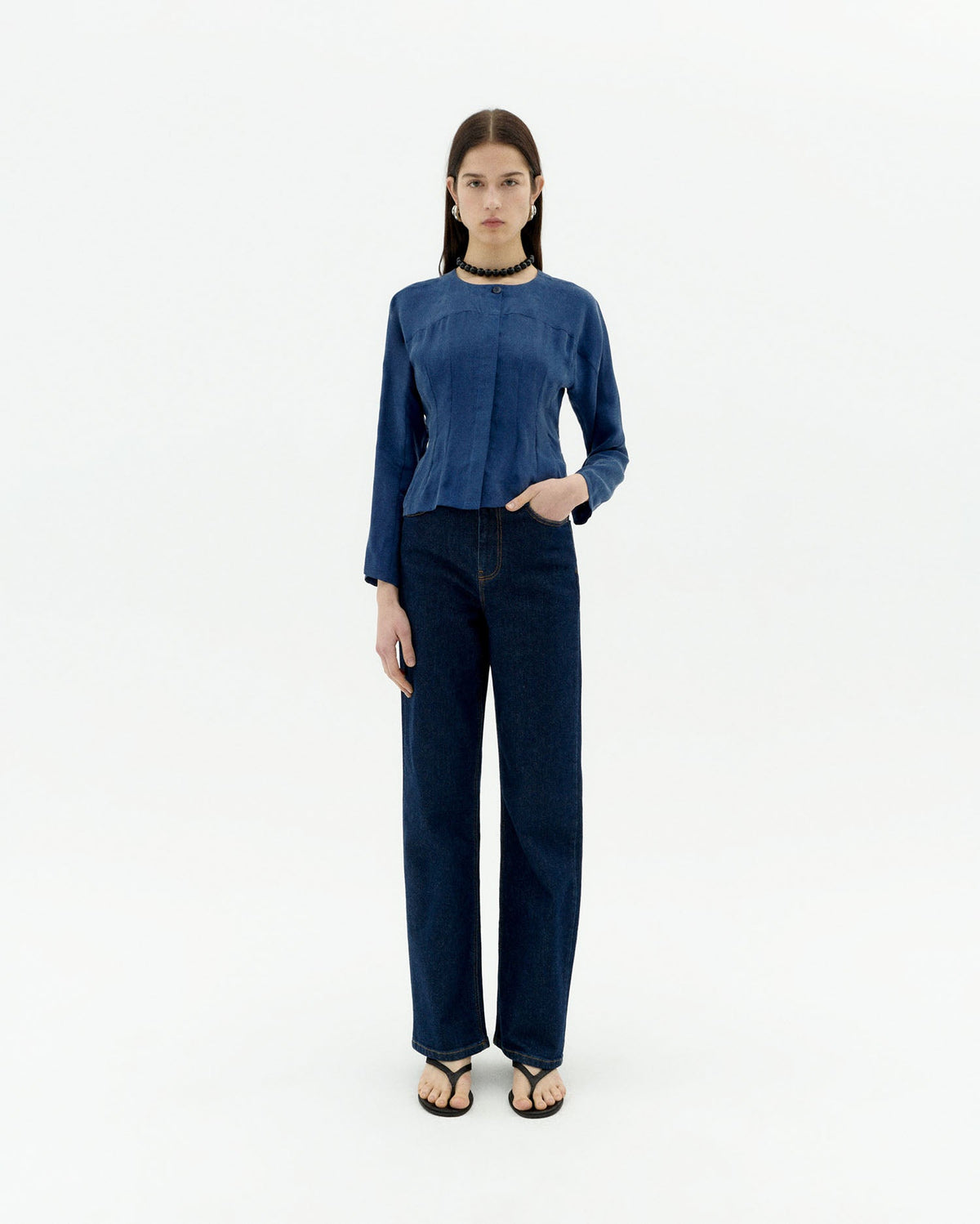 Briana sustainable cupro blue blouse-2