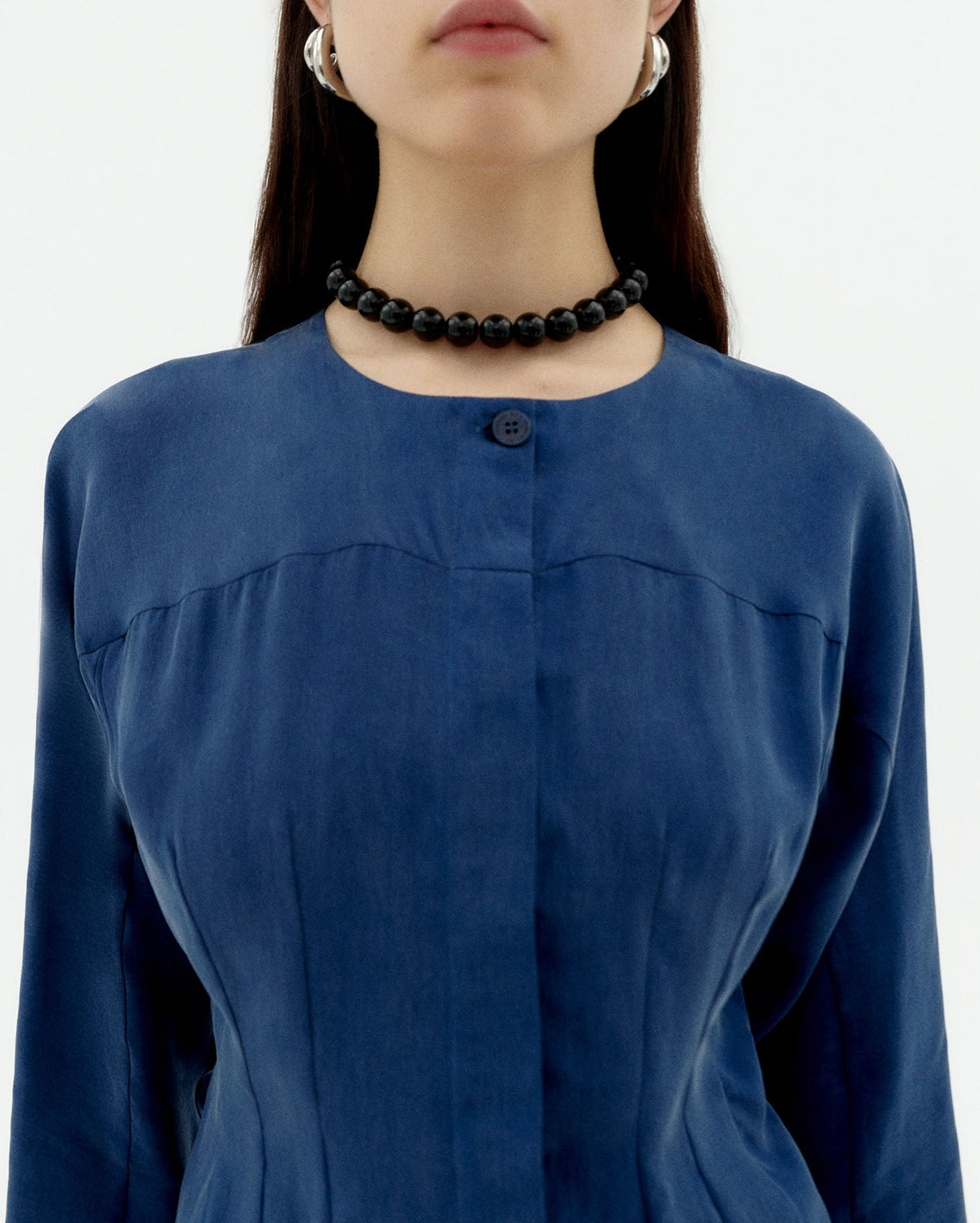 Briana sustainable cupro blue blouse-3