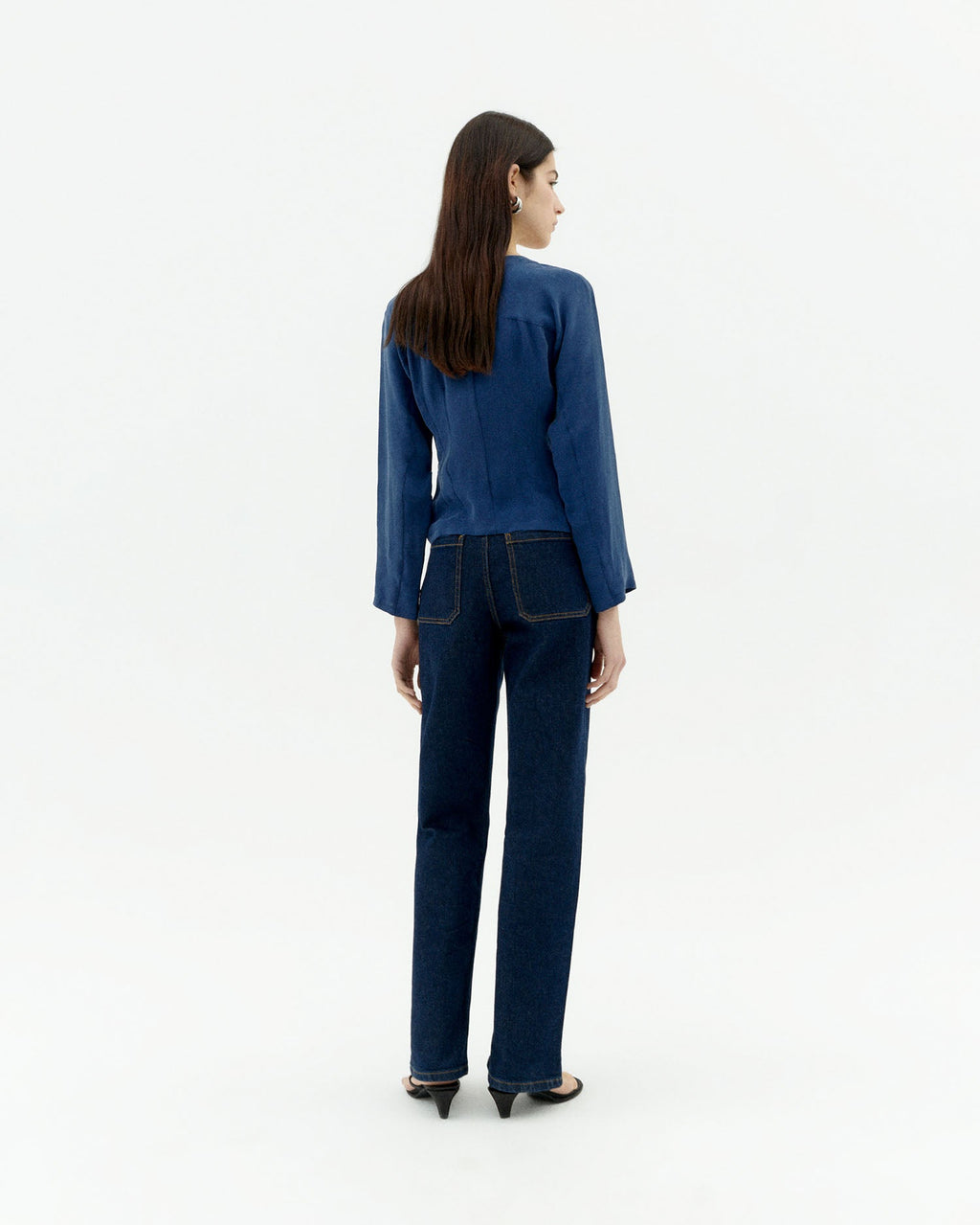 Briana sustainable cupro blue blouse-4