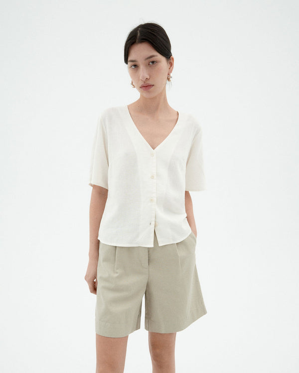 Blusa blanca cáñamo Libelula sostenible-1