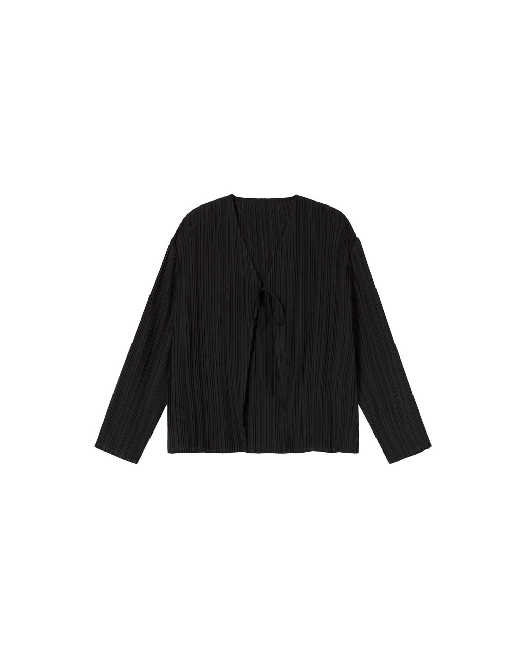 Blusa negra plisada Marina sostenible  - silueta 1