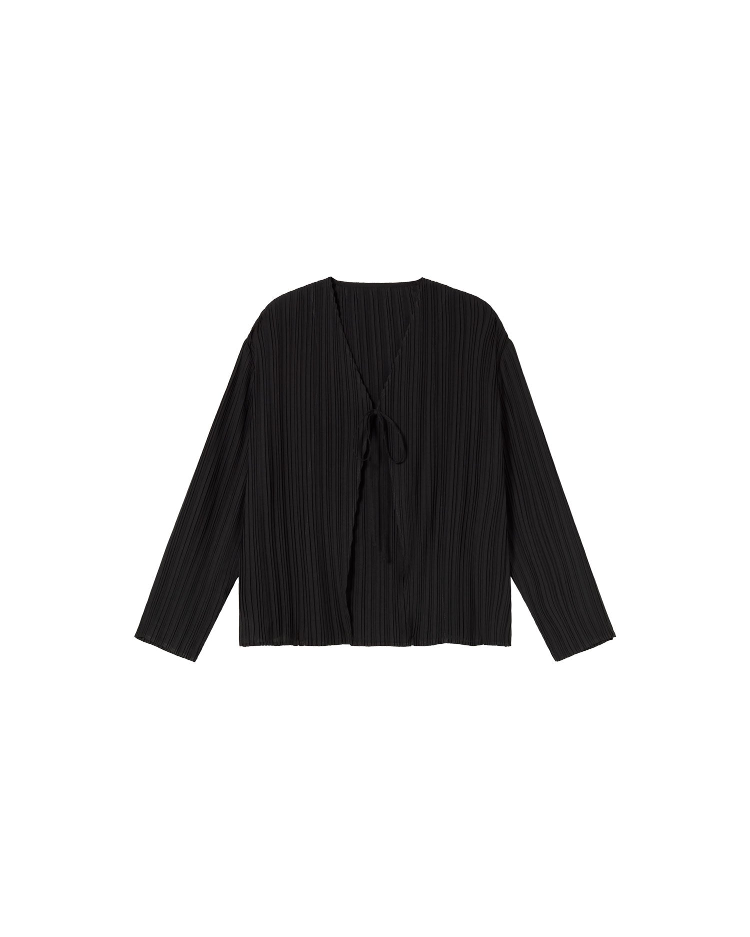 Blusa negra plisada Marina sostenible  - silueta 1