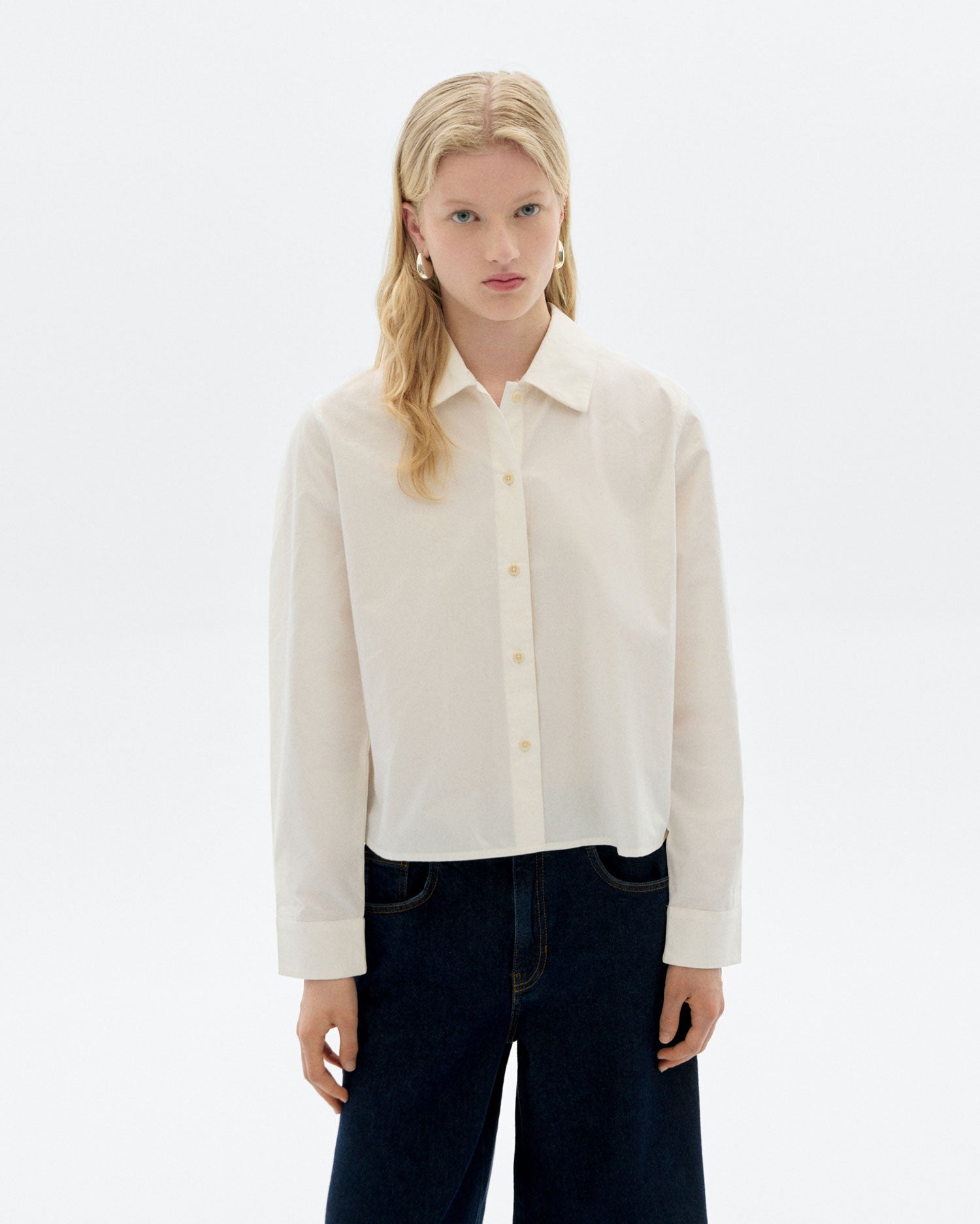 Blusa popelin blanca Duna sostenible - 1